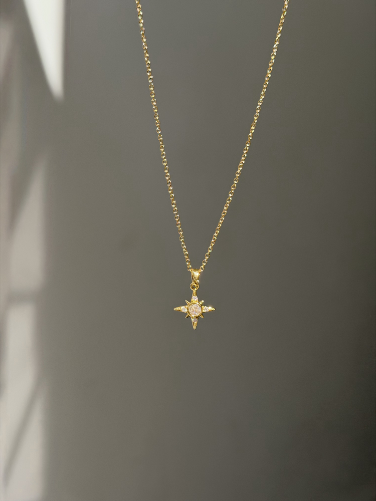 Çelik Mini Kutup Yıldızı Kolye | Gold