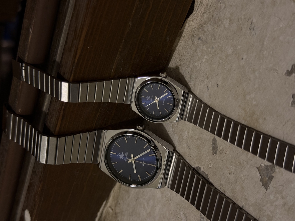 Silver&Blue Quartz Couple Watch – Unisex Paslanmaz Çelik Saat Seti