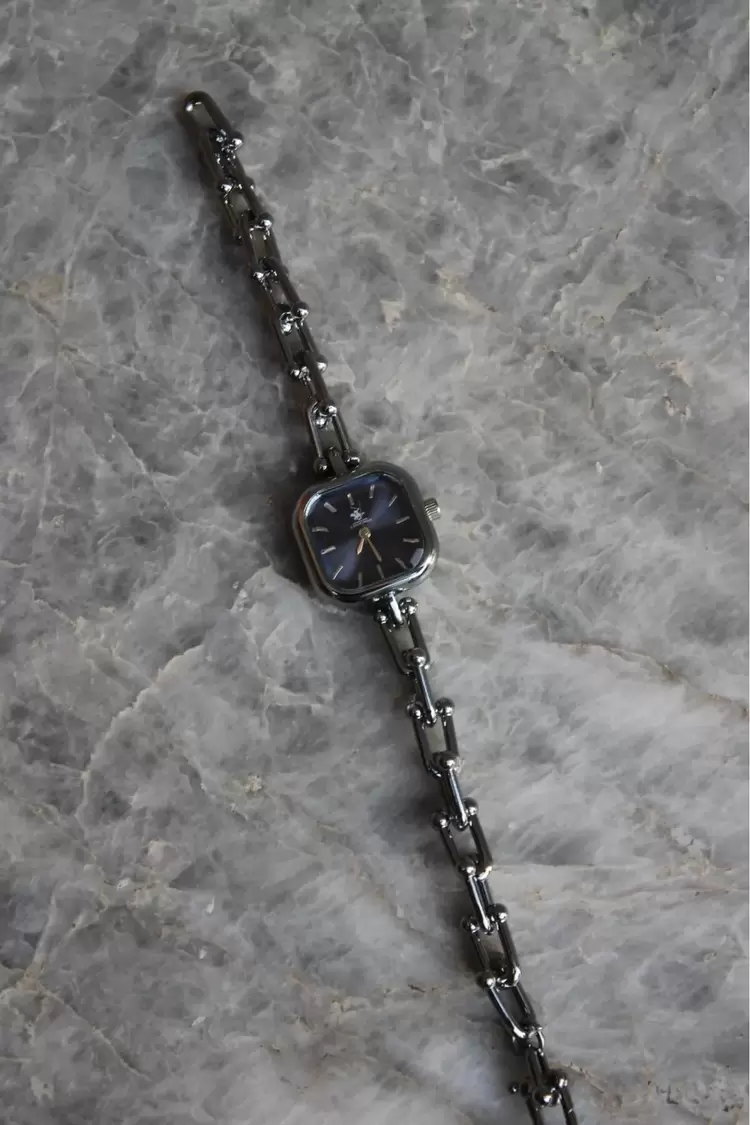  Midnight Silver Kare Kadranlı Çelik Kadın Saat