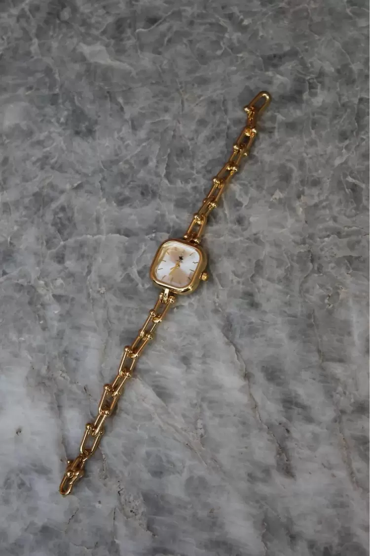 Luna Gold Kare Kadranlı Çelik Kadın Saat