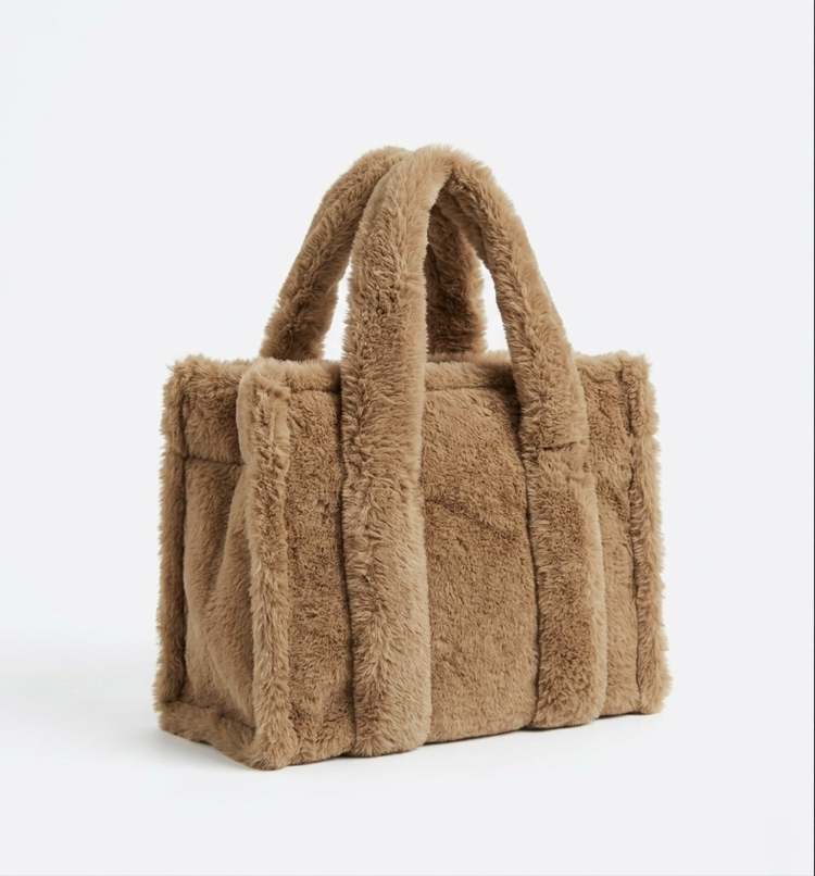 Soft Luxe Peluş- Açık Kahve Tote Çanta