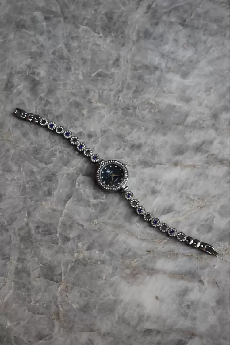 Bella Rosa Blue Oval Taşlı Silver Detaylı Kadın Saat