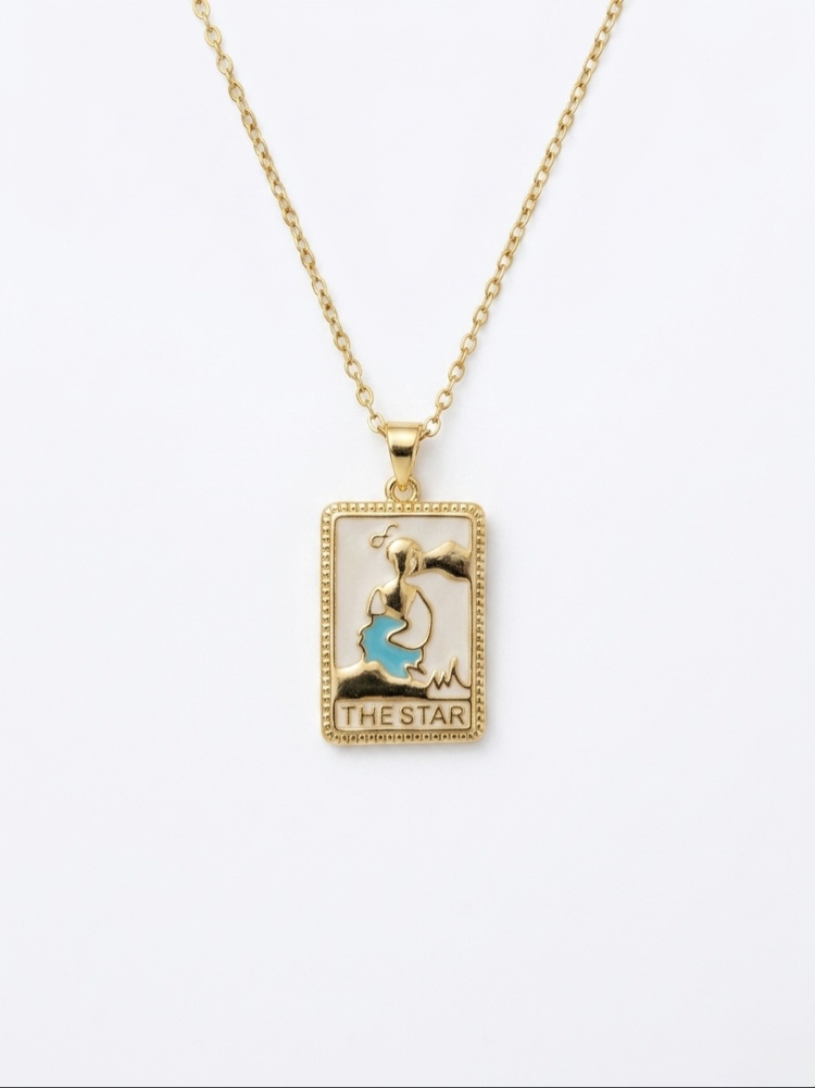 Çelik Gold The Star Tarot Kolye