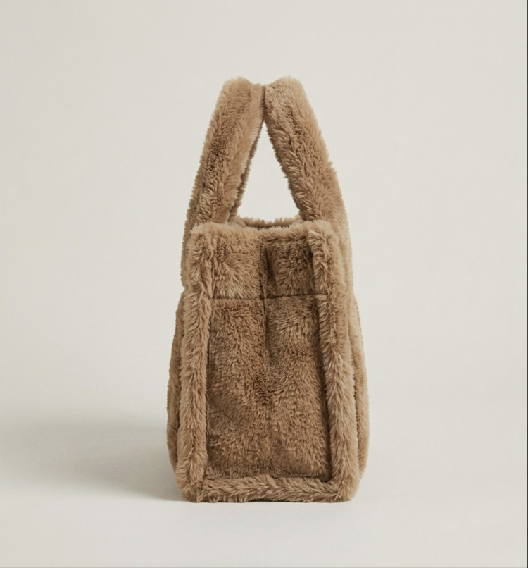 Soft Luxe Peluş- Açık Kahve Tote Çanta