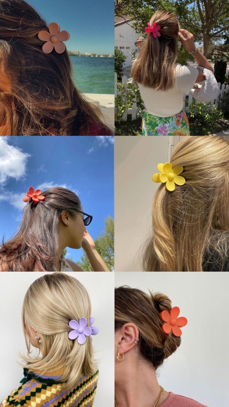 Pudra Flower Clips Saç Tokası