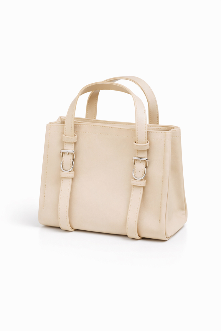 Ivy | Krem Dikiş Detaylı Tote Çanta