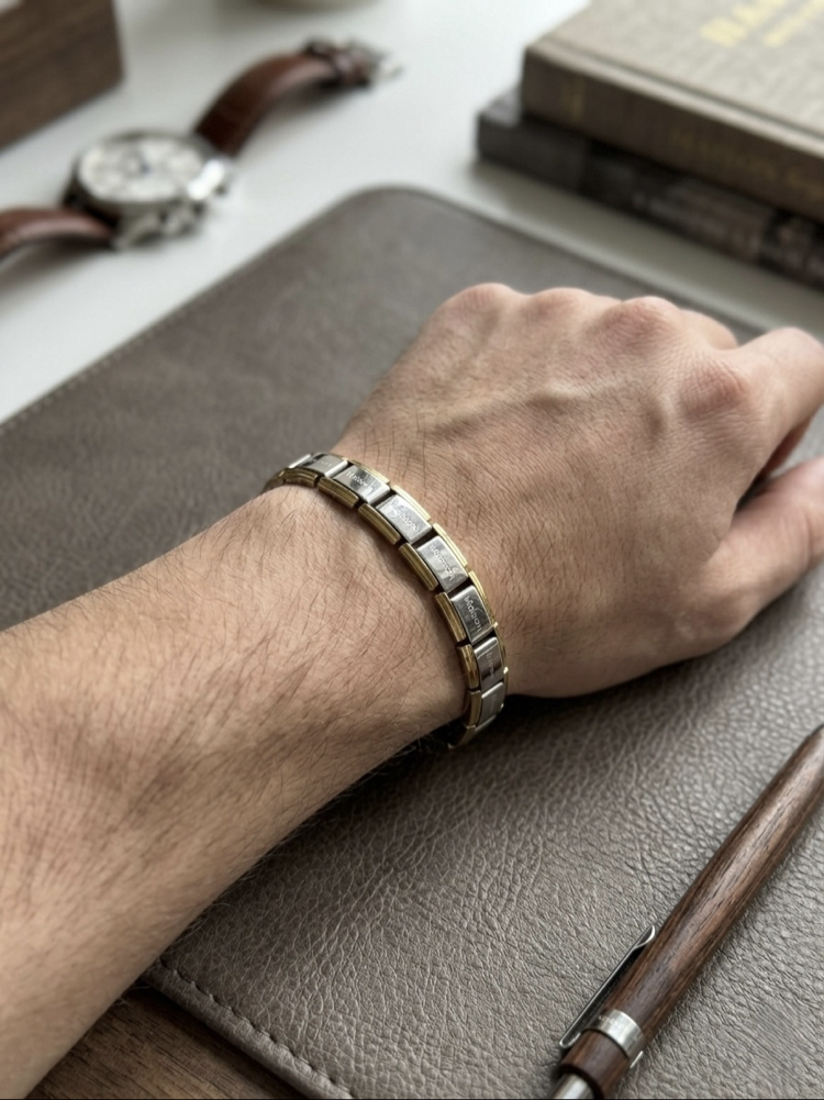 Çelik Silver Gold Nomination Unisex Bileklik