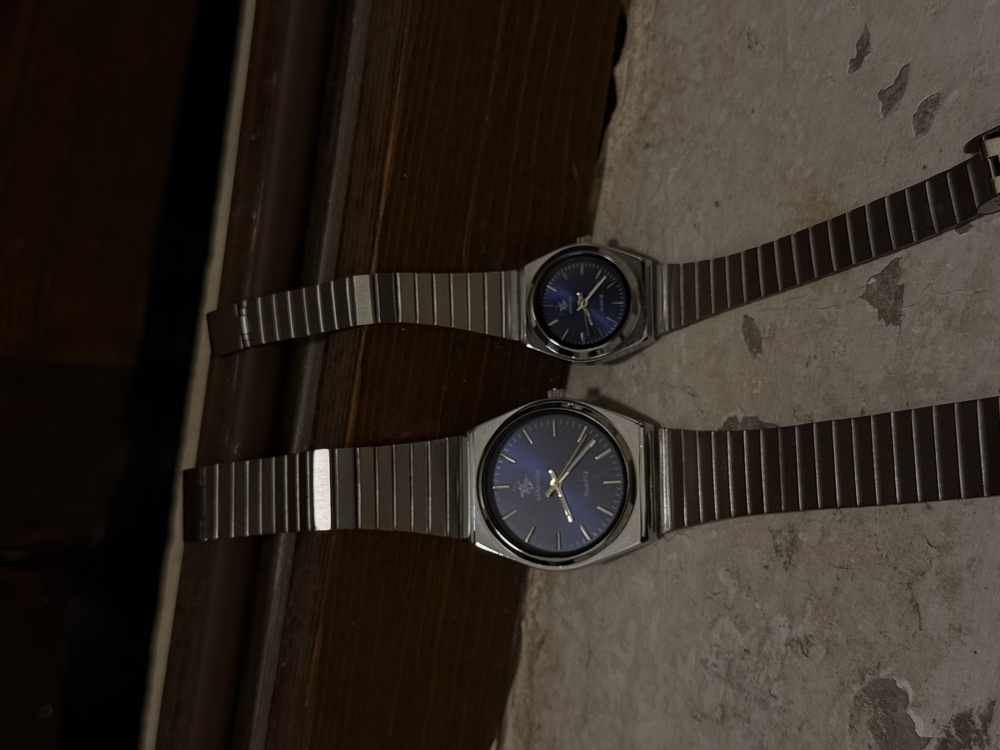 Silver&Blue Quartz Couple Watch – Unisex Paslanmaz Çelik Saat Seti