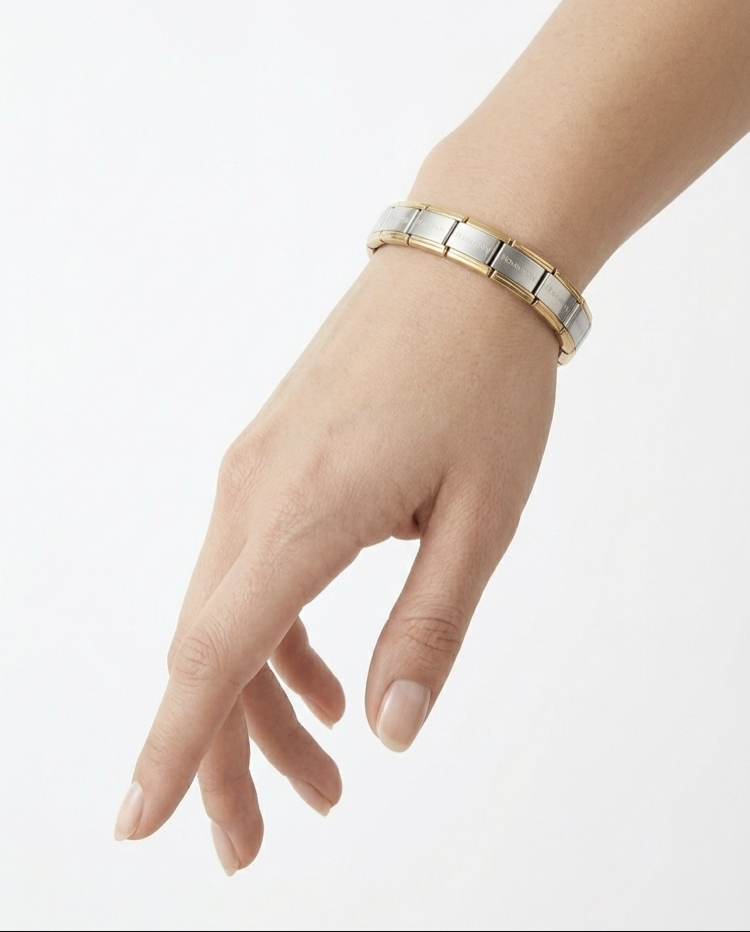 Çelik Silver Gold Nomination Unisex Bileklik