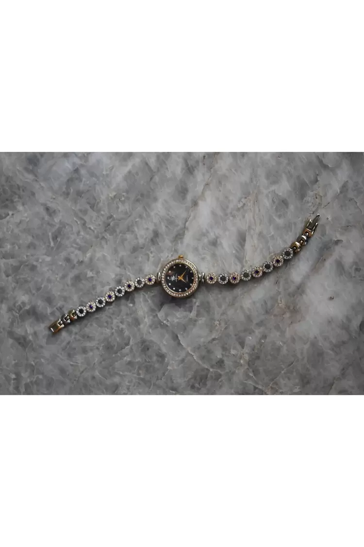 Bella Rosa Blue Oval Taşlı Gold Detaylı Kadın Saat