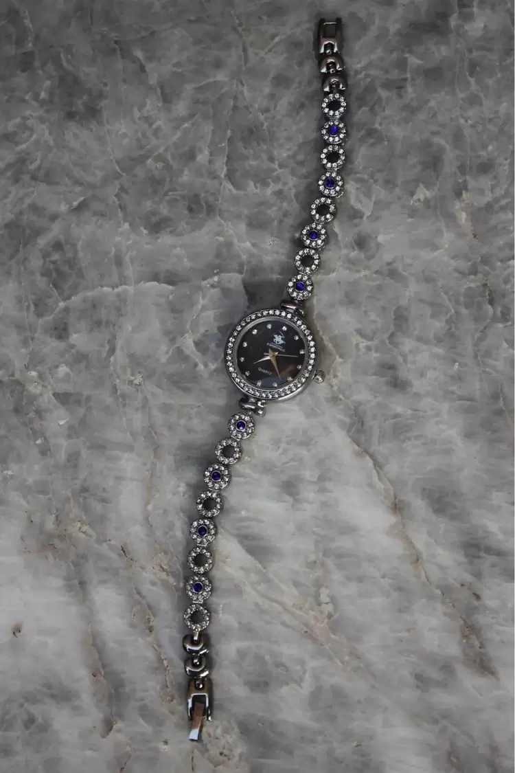 Bella Rosa Blue Oval Taşlı Silver Detaylı Kadın Saat