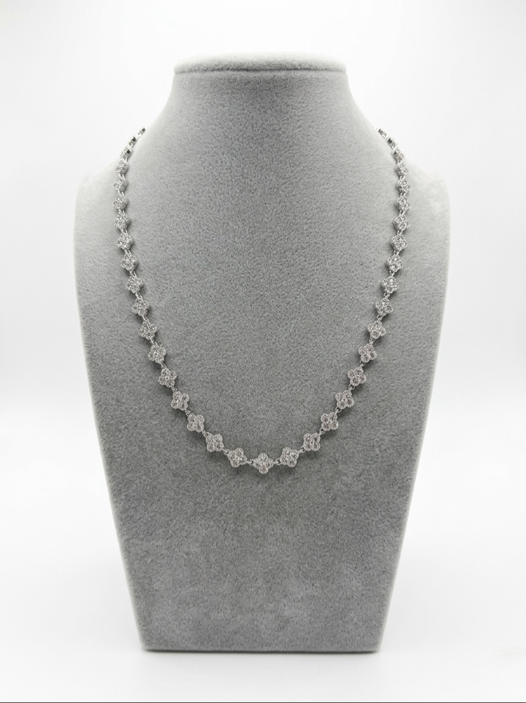 VIP | Mini silver taşlı yonca kolye