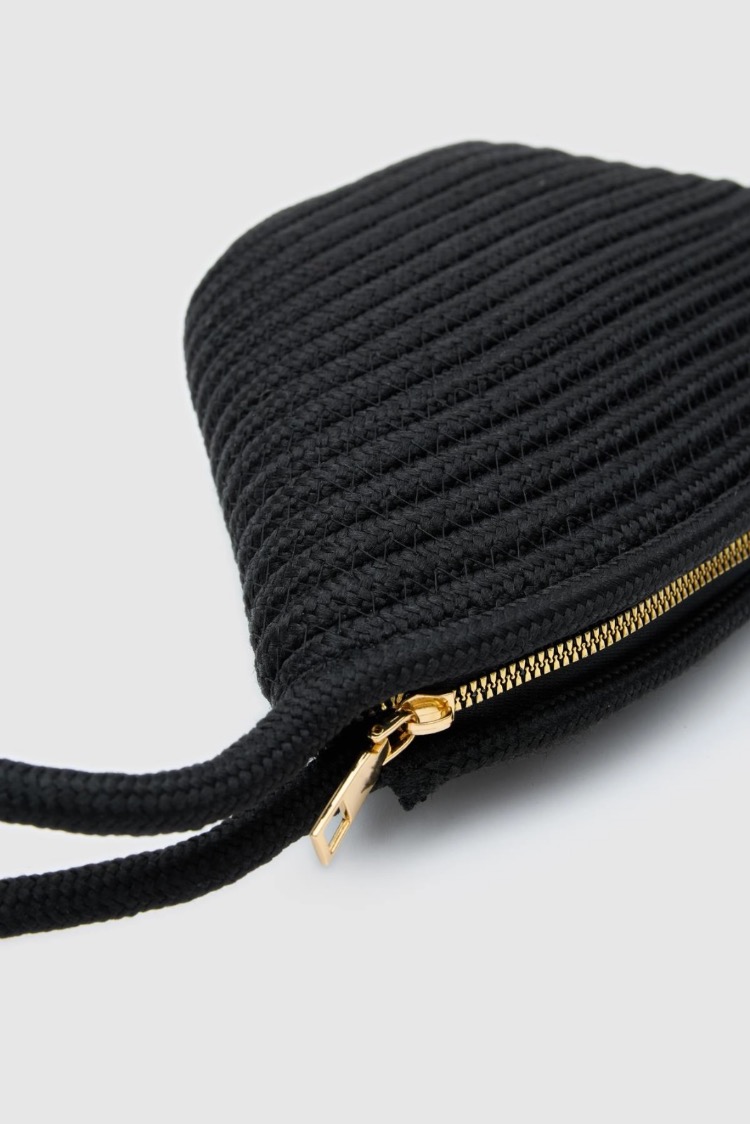 Handmade Hasır Clutch Çanta Siyah