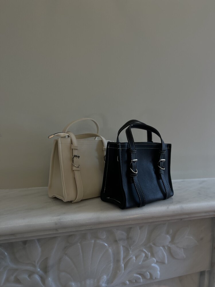 Ivy | Krem Dikiş Detaylı Tote Çanta