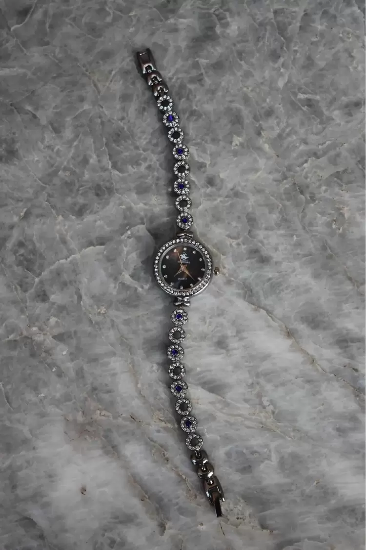 Bella Rosa Blue Oval Taşlı Silver Detaylı Kadın Saat