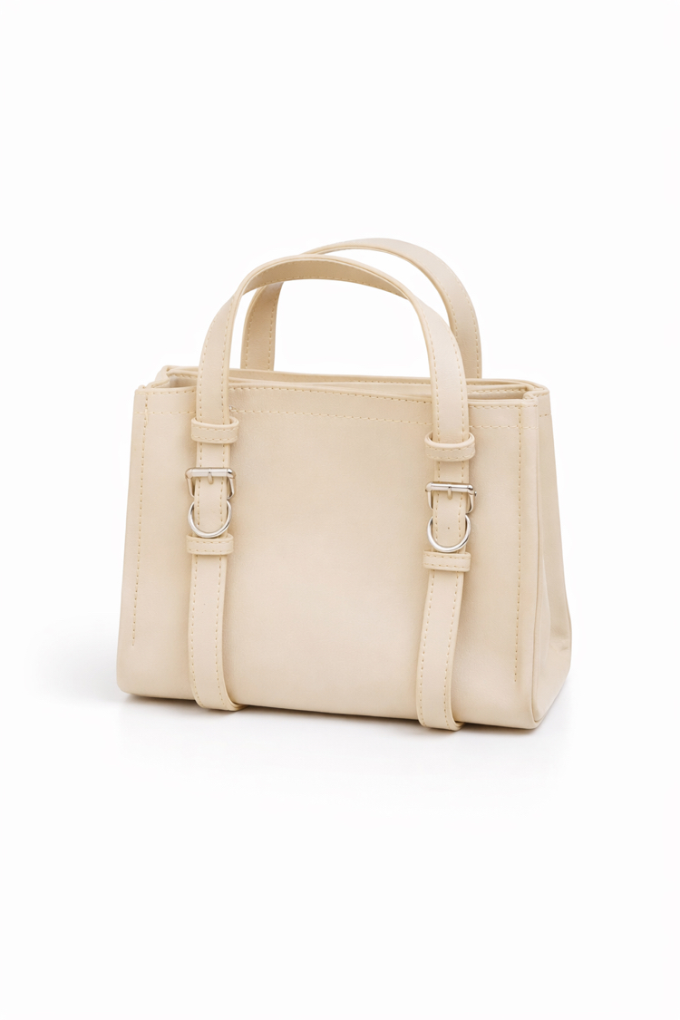 Ivy | Krem Dikiş Detaylı Tote Çanta