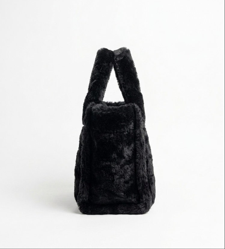 Soft Luxe Peluş- Siyah Tote Çanta