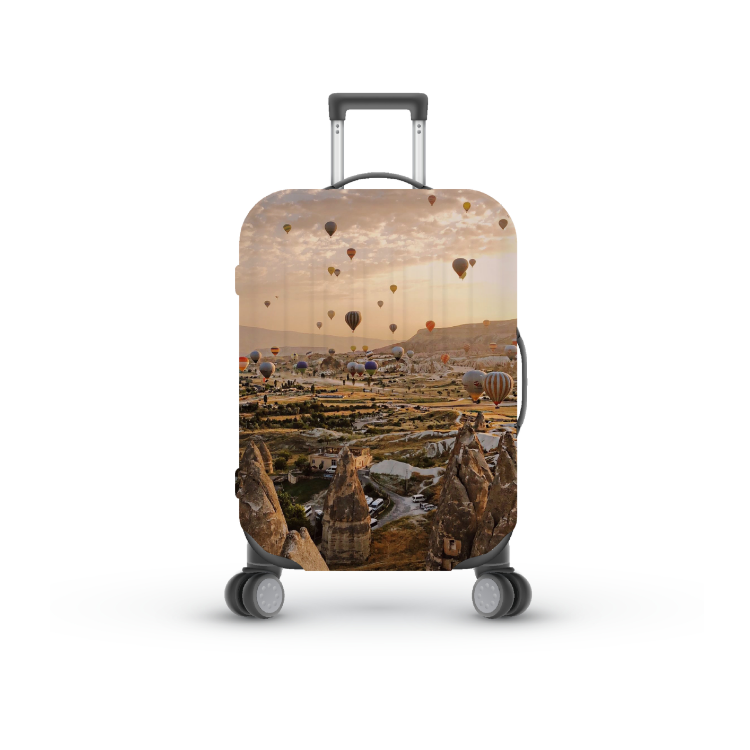 ✈️ LUGGIACASE Premium Kapadokya Gün Batımı Tasarımlı Valiz Koruyucu Kılıf