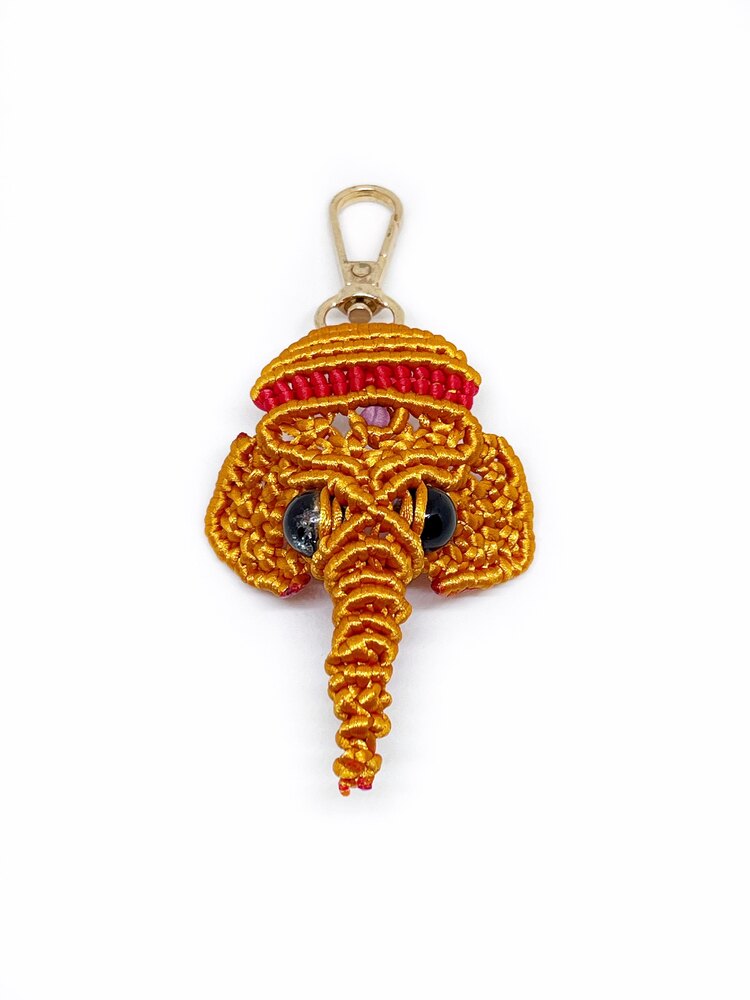 Handmade Macrame Elephant Charm