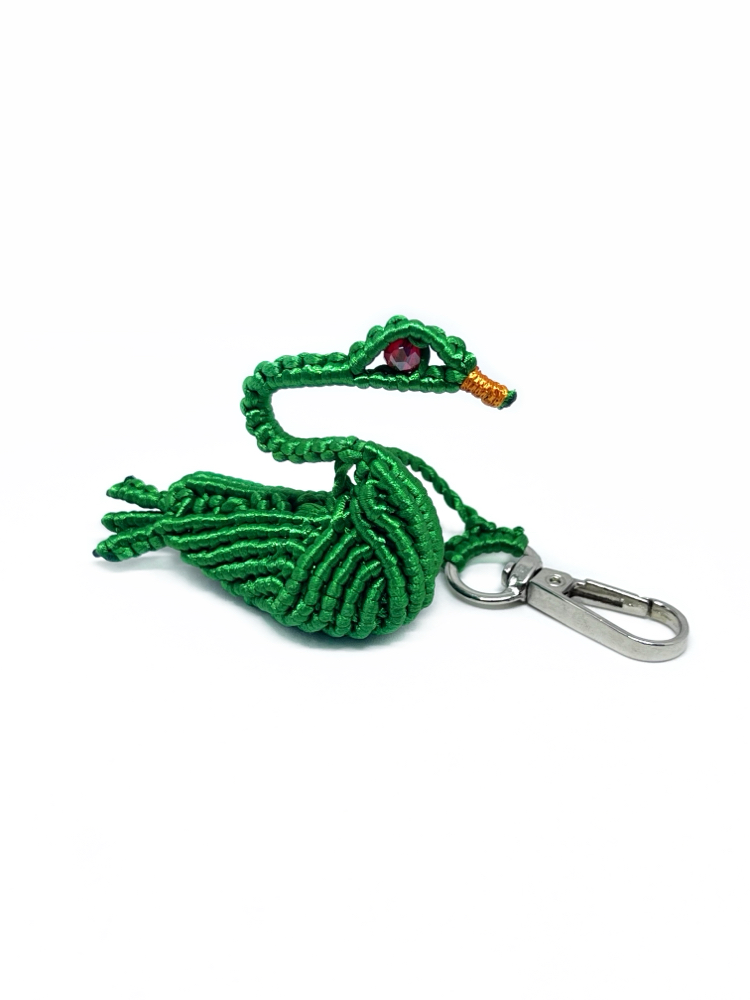 Handmade 3D Macrame Swan Charm