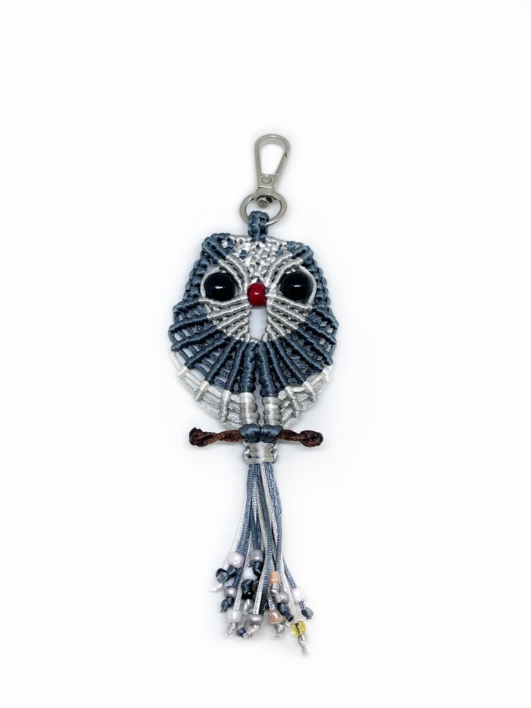 Handmade Macrame Owl Charm