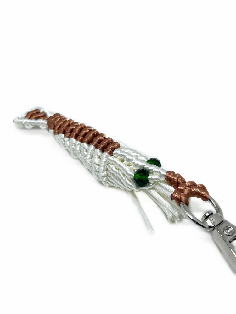 Handmade Macrame Shrimp Charm