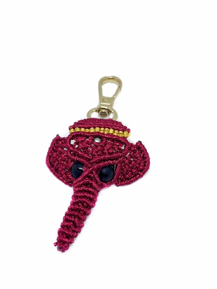 Handmade Macrame Elephant Charm