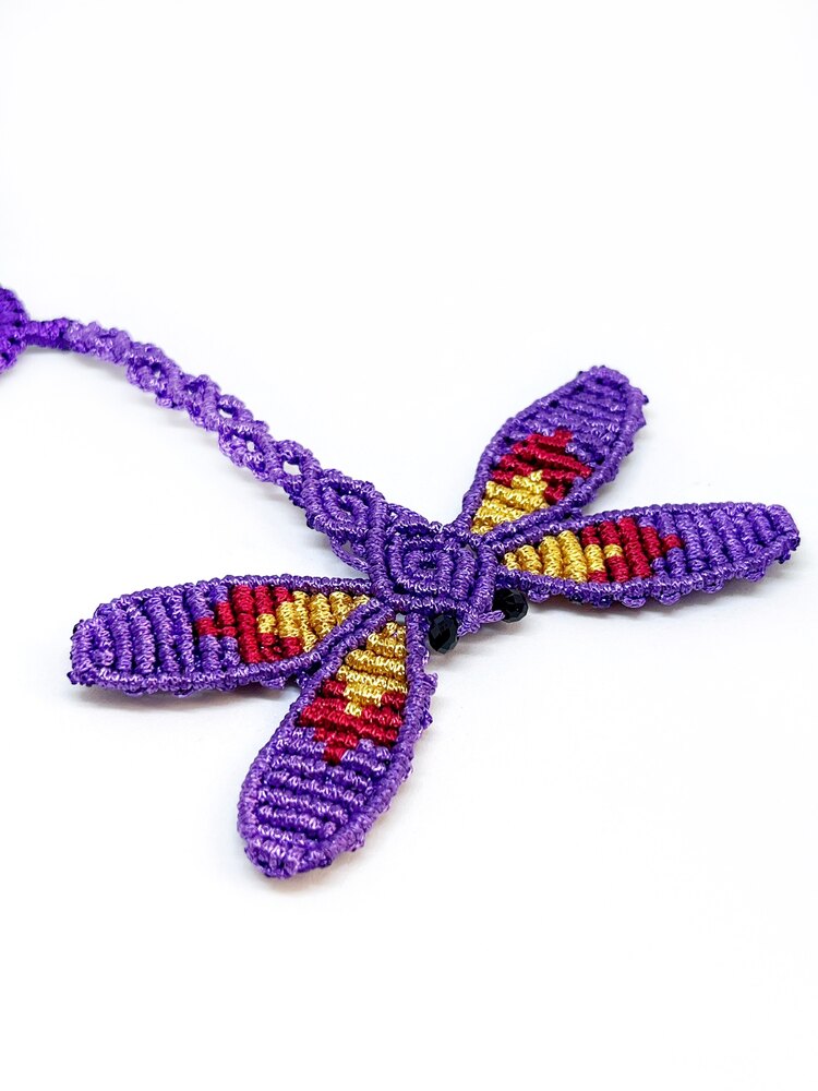Handmade Macrame Dragonfly Charm