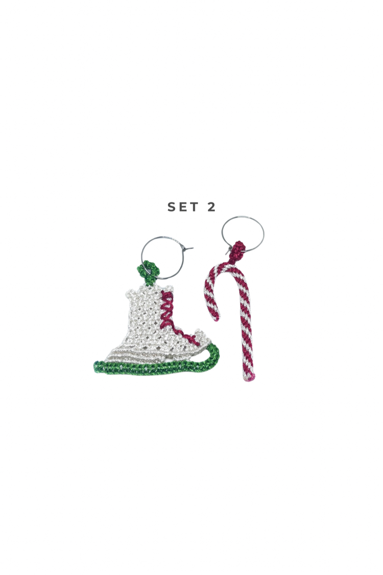 Handmade Christmas Wine Glass Charm Set