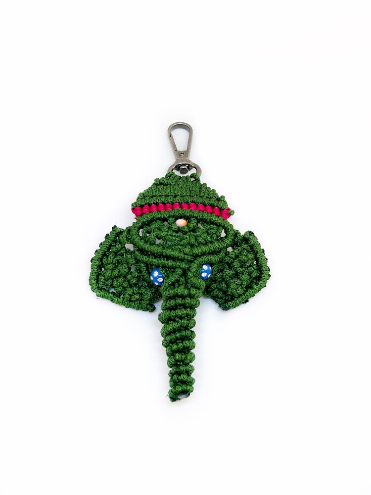 Handmade Macrame Elephant Charm