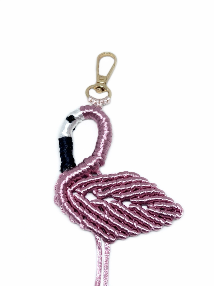 Handmade Macrame Flamingo Charm