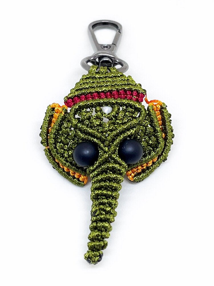 Handmade Macrame Elephant Charm