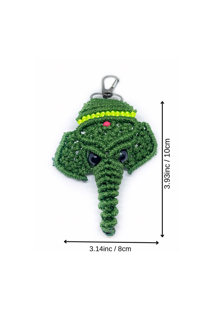 Handmade Macrame Elephant Charm