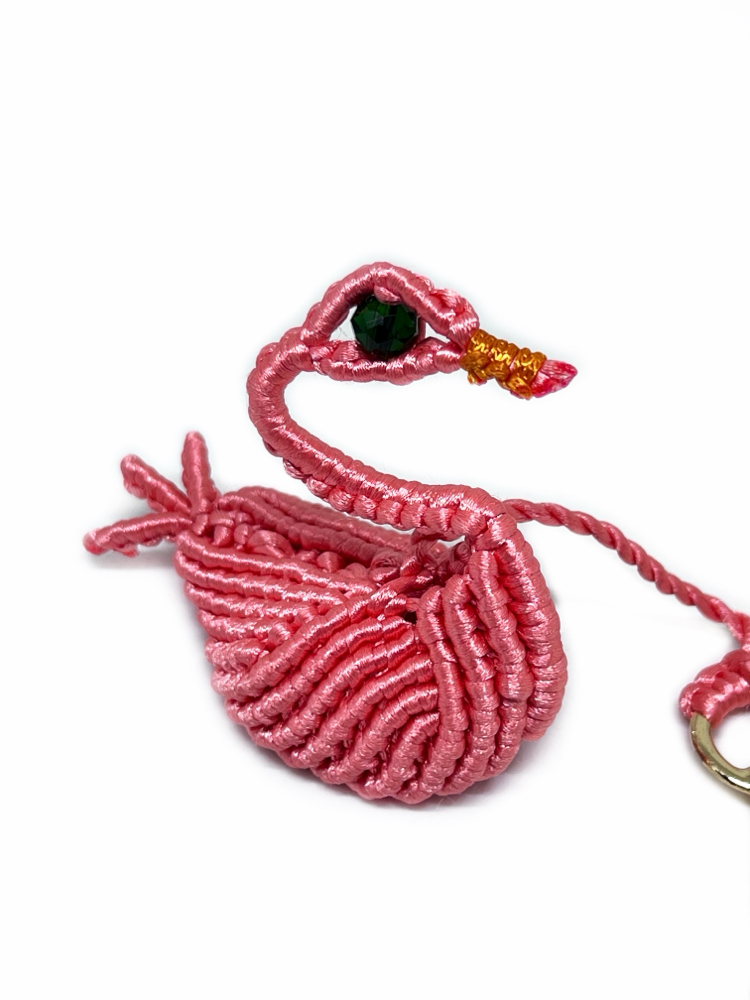Handmade 3D Macrame Swan Charm