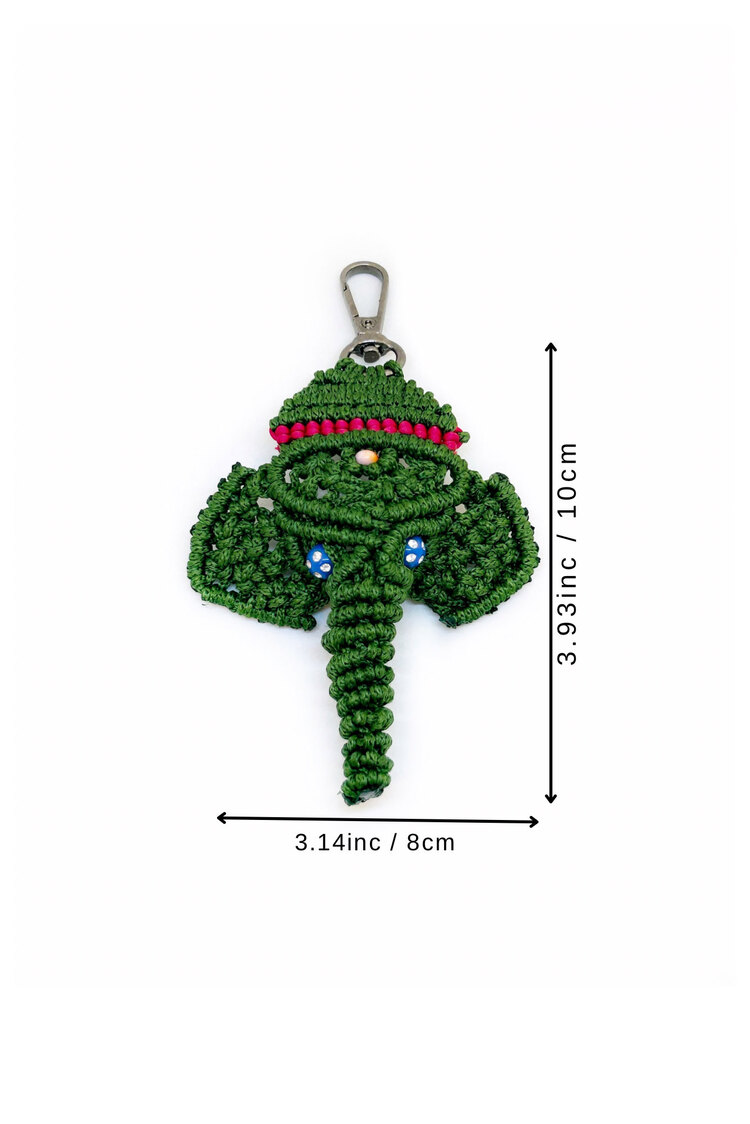 Handmade Macrame Elephant Charm