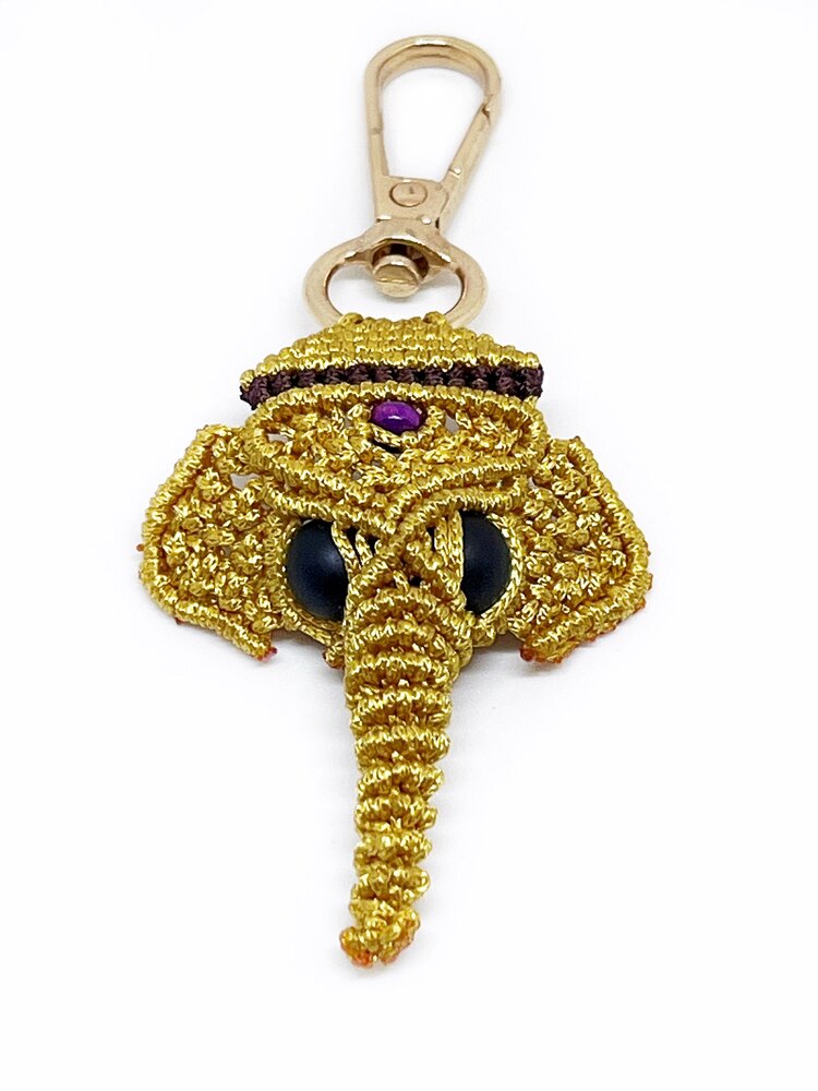 Handmade Macrame Elephant Charm
