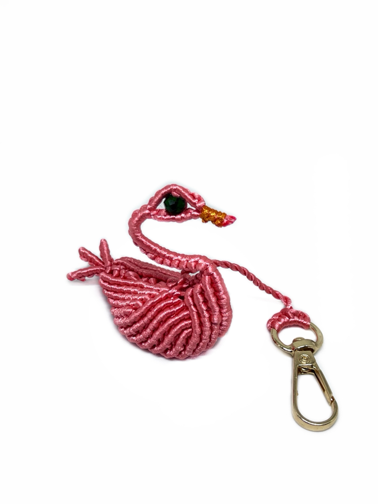 Handmade 3D Macrame Swan Charm