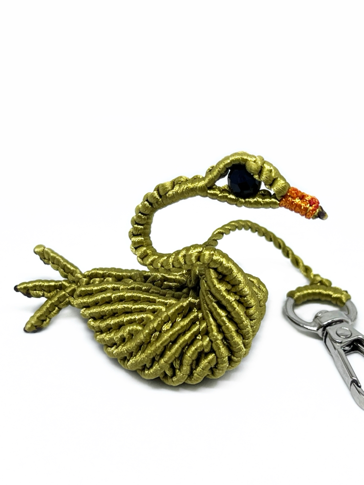 Handmade 3D Macrame Swan Charm