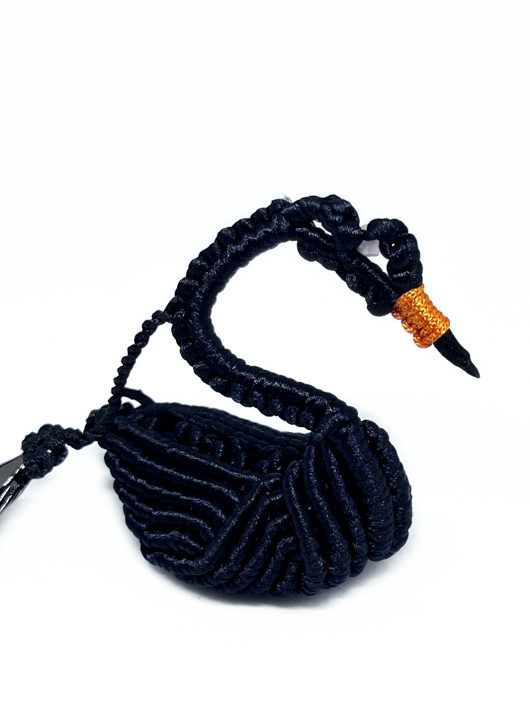 Handmade 3D Macrame Swan Charm