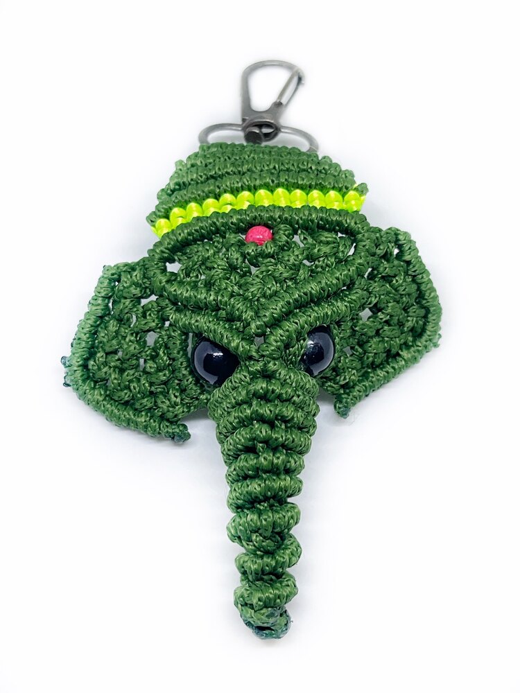 Handmade Macrame Elephant Charm
