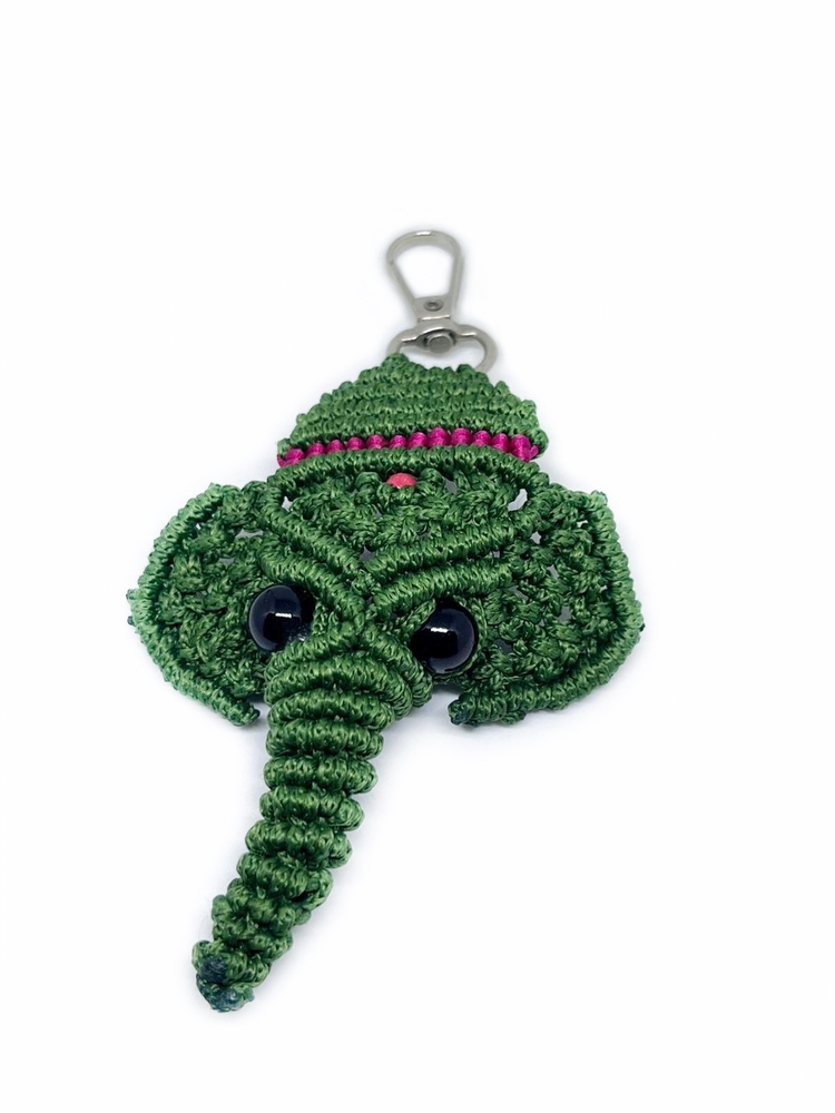 Handmade Macrame Elephant Charm