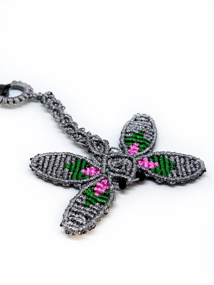 Handmade Macrame Dragonfly Charm