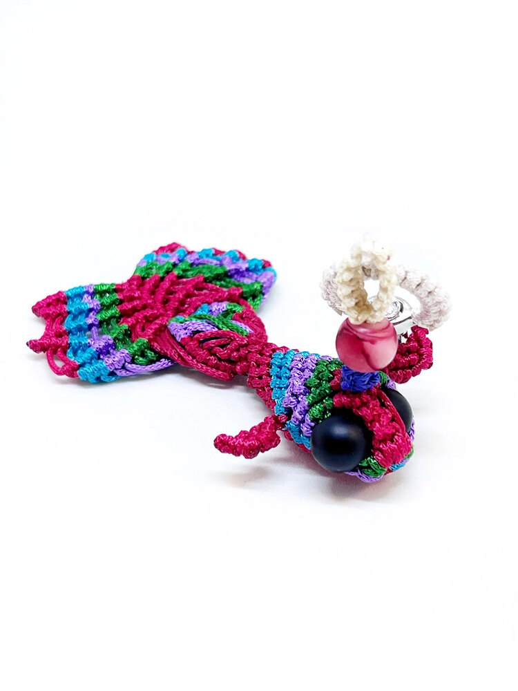 Handmade Colorful Macrame Fish Charm