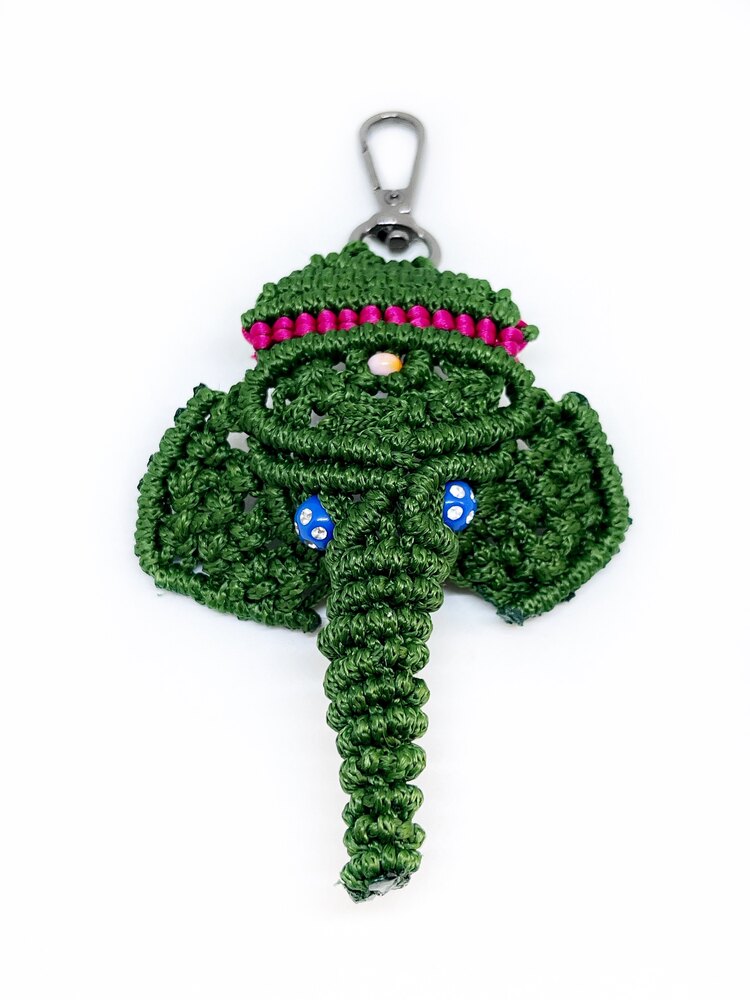 Handmade Macrame Elephant Charm