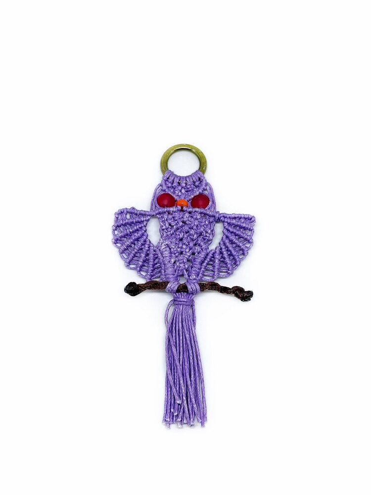 Handmade Macrame Owl Charm
