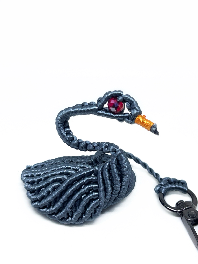 Handmade 3D Macrame Swan Charm