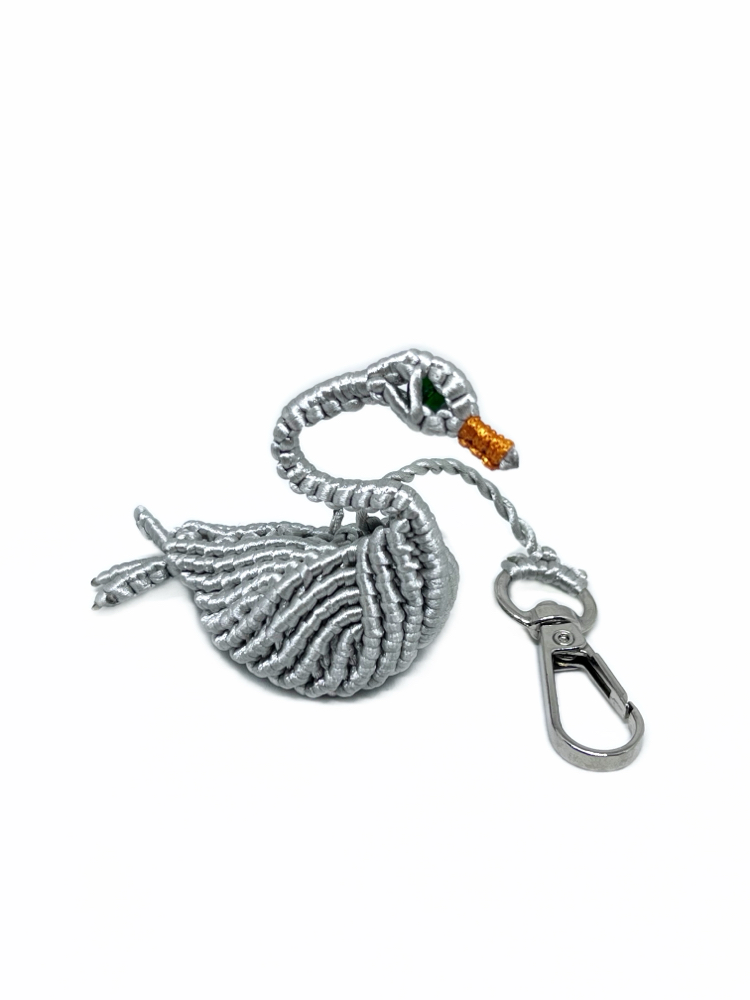 Handmade 3D Macrame Swan Charm