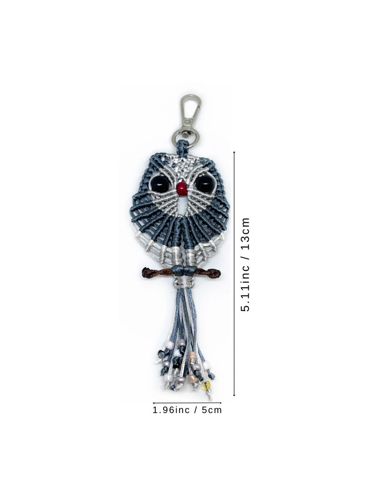 Handmade Macrame Owl Charm