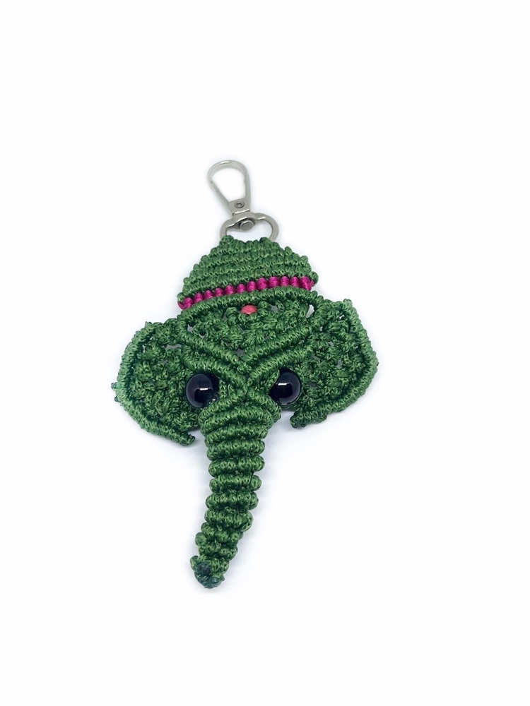 Handmade Macrame Elephant Charm
