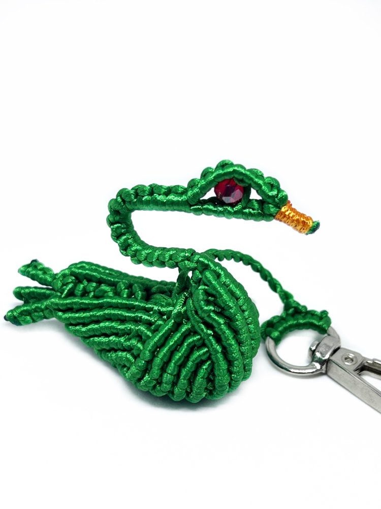 Handmade 3D Macrame Swan Charm